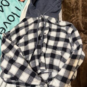 American Eagle Outfitters Monochrome Plaid Hoodie